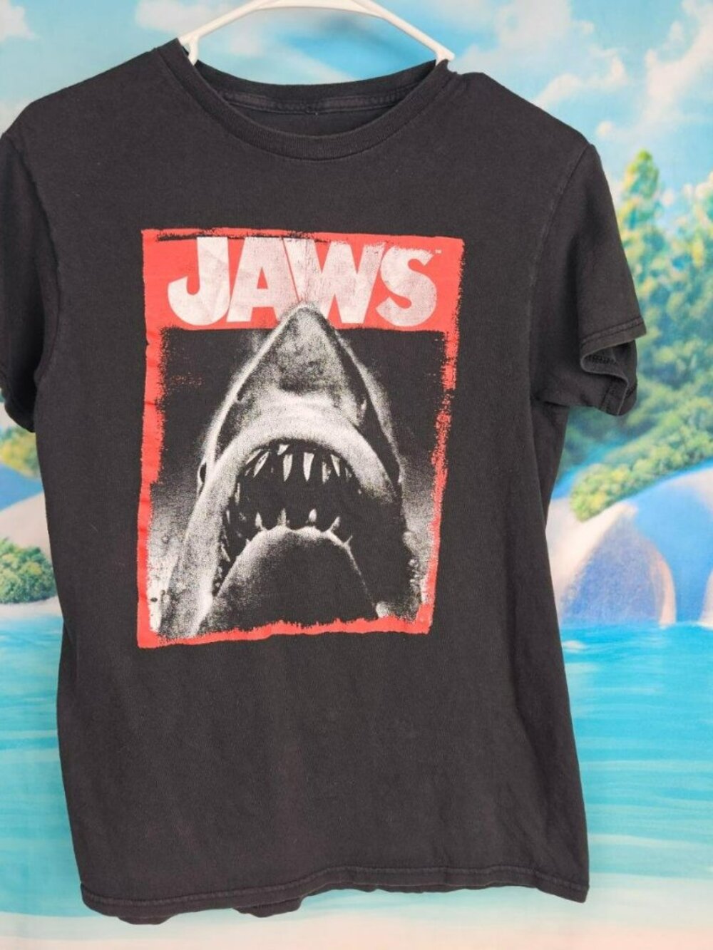 JAWS Mens S Movie Graphic Black Cotton T-Shirt Tee Cool Summer Universal Studios
